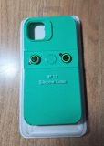 Силиконовый чехол для iPhone 11, с клеющимся ободком на камеру, однотонный, зелёный