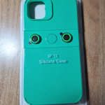 Силиконовый чехол для iPhone 11, с клеющимся ободком на камеру, однотонный, зелёный