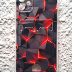 Силиконовый чехол для iPhone 11, с визитницей и антишок, принт, техно рис. №1