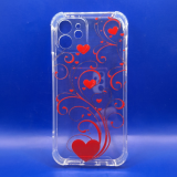 Силиконовый чехол для iPhone 12 (6.1), антишок, принт, узор с сердечками