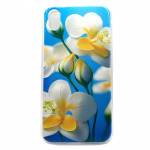Силиконовый чехол для iPhone XR, красочный принт, бело-желтые цветы на голубом