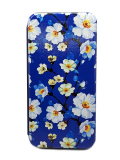 Чехол-книга для iPhone XS Max, красочный принт, белые цветы на синем, синий