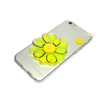 Силиконовый чехол  Iphone 7 Plus Цветок с жидкими блестками желтый