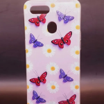 Силиконовый чехол для Oppo A12, прозрачный с принтом бабочки, ромашки на розовом