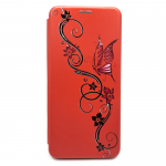 Чехол-книга Fashion Case для Realme C53, принт, узор с бабочкой, красный