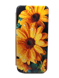 Чехол-книга Fashion Case для Realme 9 Pro Plus, красочный принт, желтые цветочки, розово-золотой