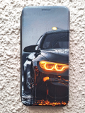 Чехол-книга Fashion Case для Realme C11, красочный принт, машина с желтой фарой, черный