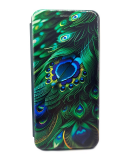 Чехол-книга Fashion Case для Realme C20, красочный принт, перья павлина, изумрудный
