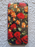 Чехол-книга Fashion Case для Realme C21, красочный принт, красные и желтые розы, бордовый