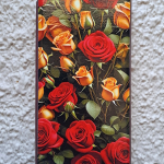 Чехол-книга Fashion Case для Realme C21, красочный принт, красные и желтые розы, бордовый