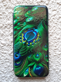 Чехол-книга Fashion Case для Realme C21, красочный принт, перья павлина, изумрудный