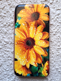 Чехол-книга Fashion Case для Realme C21, красочный принт, желтые цветочки, розовое золото