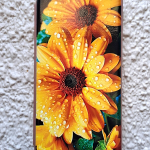 Чехол-книга Fashion Case для Realme C21, красочный принт, желтые цветочки, розовое золото