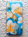 Чехол-книга Fashion Case для Realme C25/C25S, принт, бело-желтые цветы на голубом, золотой
