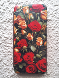Чехол-книга Fashion Case для Realme C25/C25S, принт, красные и желтые розы, розово-золотой