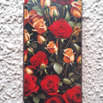 Чехол-книга Fashion Case для Realme C25/C25S, принт, красные и желтые розы, розово-золотой