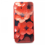 Чехол-книга Fashion Case для Realme C25/С25S, красочный принт, красные цветы, красный