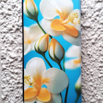 Чехол-книга Fashion Case для Realme C3, красочный принт, бело-желтые цветы на голубом, синий