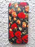 Чехол-книга Fashion Case для Realme C3, красочный принт, красные и желтые розы, изумрудный