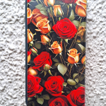 Чехол-книга Fashion Case для Realme C3, красочный принт, красные и желтые розы, изумрудный