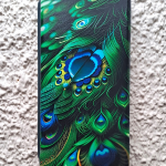Чехол-книга Fashion Case для Realme C3, красочный принт, перья павлина, изумрудный