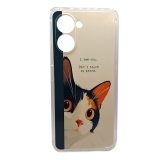 Силиконовый чехол для Realme C33, антишок, красочный принт, котик 