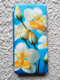 Чехол-книга Fashion Case для Realme C61/C63, принт, бело-желтые цветы на голубом, голубой