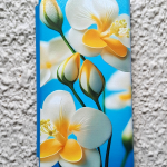 Чехол-книга Fashion Case для Realme C61/C63, принт, бело-желтые цветы на голубом, голубой