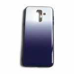 Чехол для Samsung A605G Galaxy A6+ (2018) пластик с переходом без лого, силиконовые борты, синяя