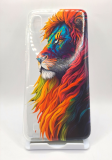 Силиконовый чехол для Samsung Galaxy A10, прозрачный с принтом, лев с разноцветной гривой