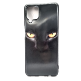 Силиконовый чехол для Samsung Galaxy A12, красочный принт, черная кошка