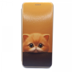 Чехол-книга Fashion Case для Samsung Galaxy A21S, красочный принт, милый котик, золотой