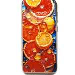 Чехол-книжка для Samsung Galaxy A50, красочный принт, дольки апельсина, золотой