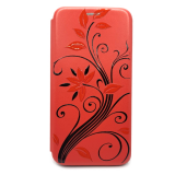 Чехол-книга Fashion Case для Samsung Galaxy A32 4G, принт, узор с листочками, красный
