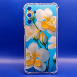 Силиконовый чехол для Samsung Galaxy A15, антишок, принт, бело-желтые цветы на голубом