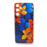 Силиконовый чехол для Samsung Galaxy A16, антишок, красочный принт, оранжевые и синие листья