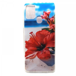 Силиконовый чехол для Samsung Galaxy A21s, красочный принт, красный цветок