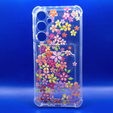 Силиконовый чехол для Samsung Galaxy A35, с визитницей и антишок, принт, много мелких цветочков