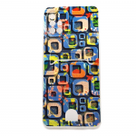 Силиконовый чехол для Samsung Galaxy A51 Card Case, с визитницей, принт, абстракция из квадратов