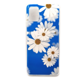 Силиконовый чехол для Samsung Galaxy A51 Clear case, принт, белые ромашки на синем