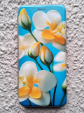 Чехол-книга Fashion Case для Samsung Galaxy A02 2021, принт, бело-желтые цветы на голубом, золотой