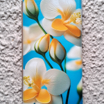 Чехол-книга Fashion Case для Samsung Galaxy A02 2021, принт, бело-желтые цветы на голубом, золотой