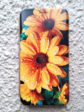 Чехол-книга Fashion Case для Samsung Galaxy A10, красочный принт, желтые цветы, золотой