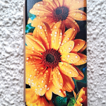 Чехол-книга Fashion Case для Samsung Galaxy A10, красочный принт, желтые цветы, золотой