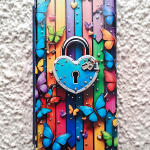 Чехол-книга Fashion Case для Samsung Galaxy A12, принт, замок и бабочки, синий