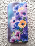 Чехол-книга Fashion Case для Samsung Galaxy A12, принт, желтые и сиреневые цветочки, сиреневый