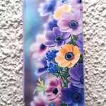 Чехол-книга Fashion Case для Samsung Galaxy A12, принт, желтые и сиреневые цветочки, сиреневый