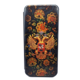 Чехол-книга Fashion Case для Samsung Galaxy A22s, красочный принт, герб, черный