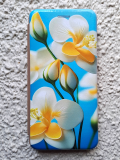 Чехол-книга Fashion Case для Samsung Galaxy A23, принт, бело-желтые цветы на голубом, золотой