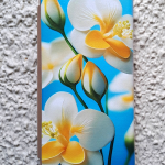 Чехол-книга Fashion Case для Samsung Galaxy A23, принт, бело-желтые цветы на голубом, золотой